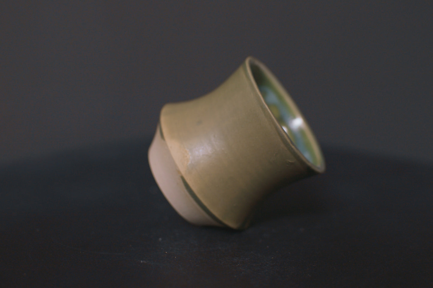 cup, jade green glaze, stoneware