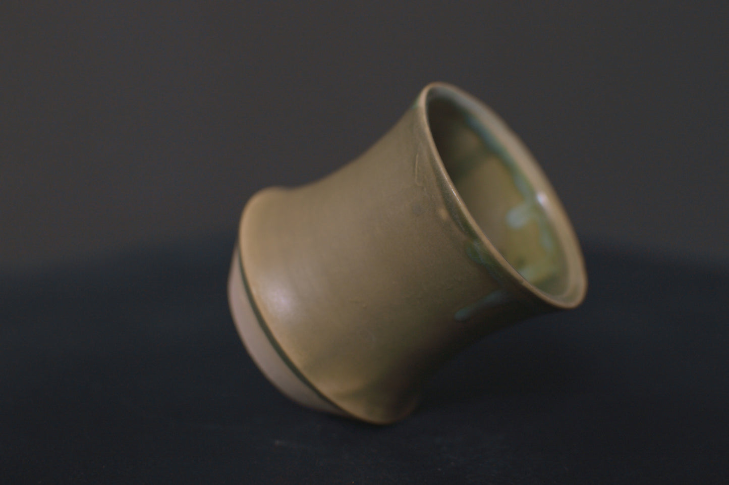cup, jade green glaze, stoneware