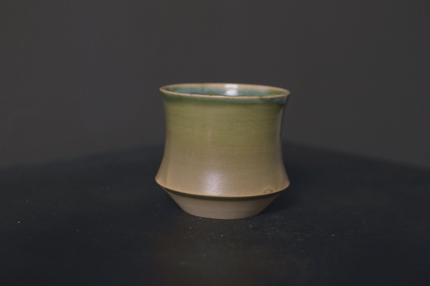 cup, jade green glaze, stoneware