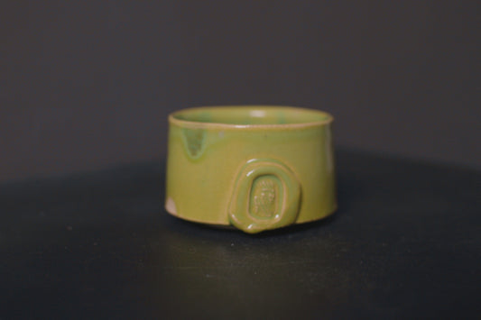 cup, green opal glaze, stoneware