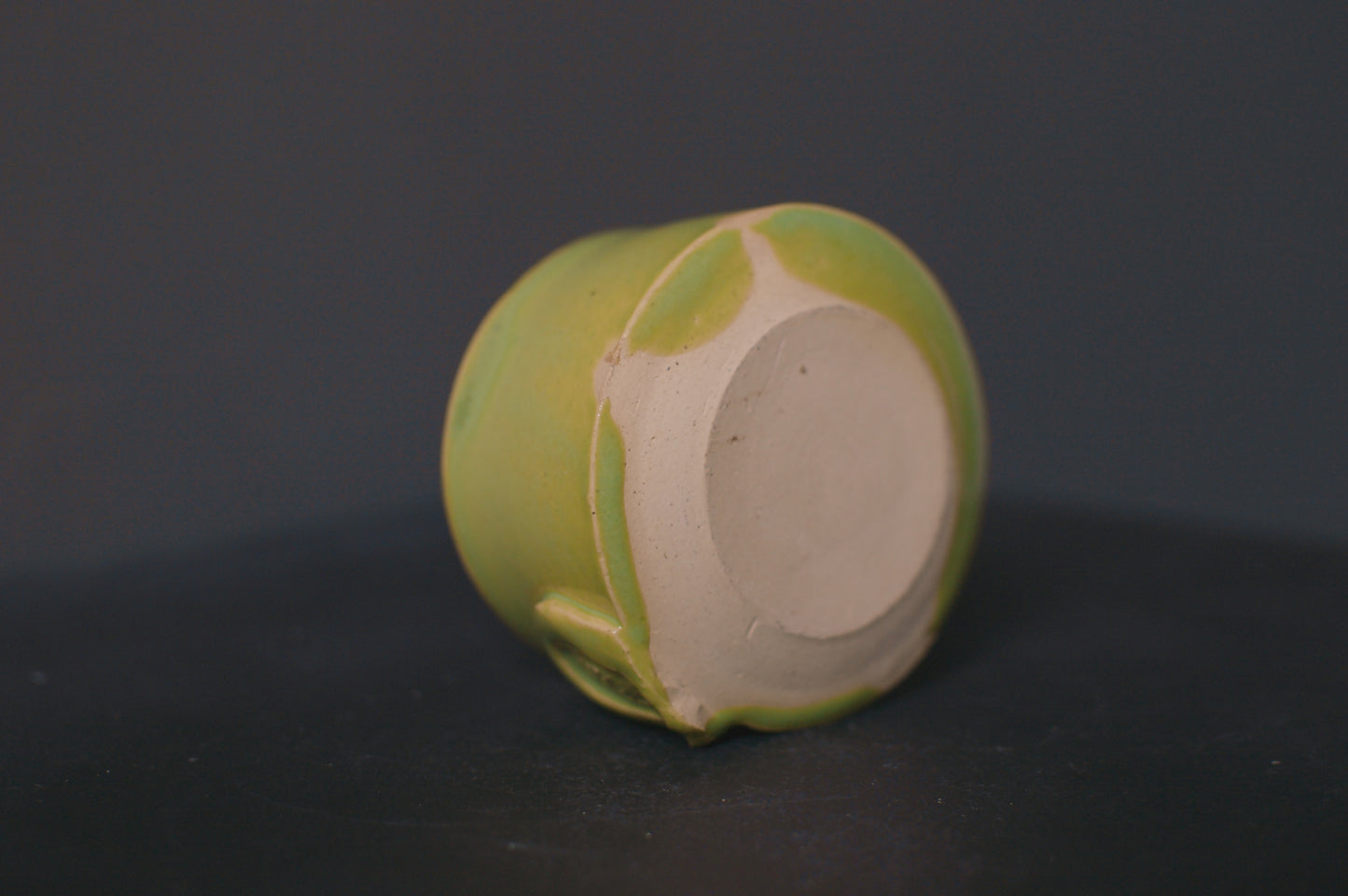 cup, green opal glaze, stoneware