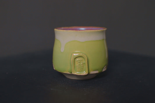 cup, green opal glaze, stoneware