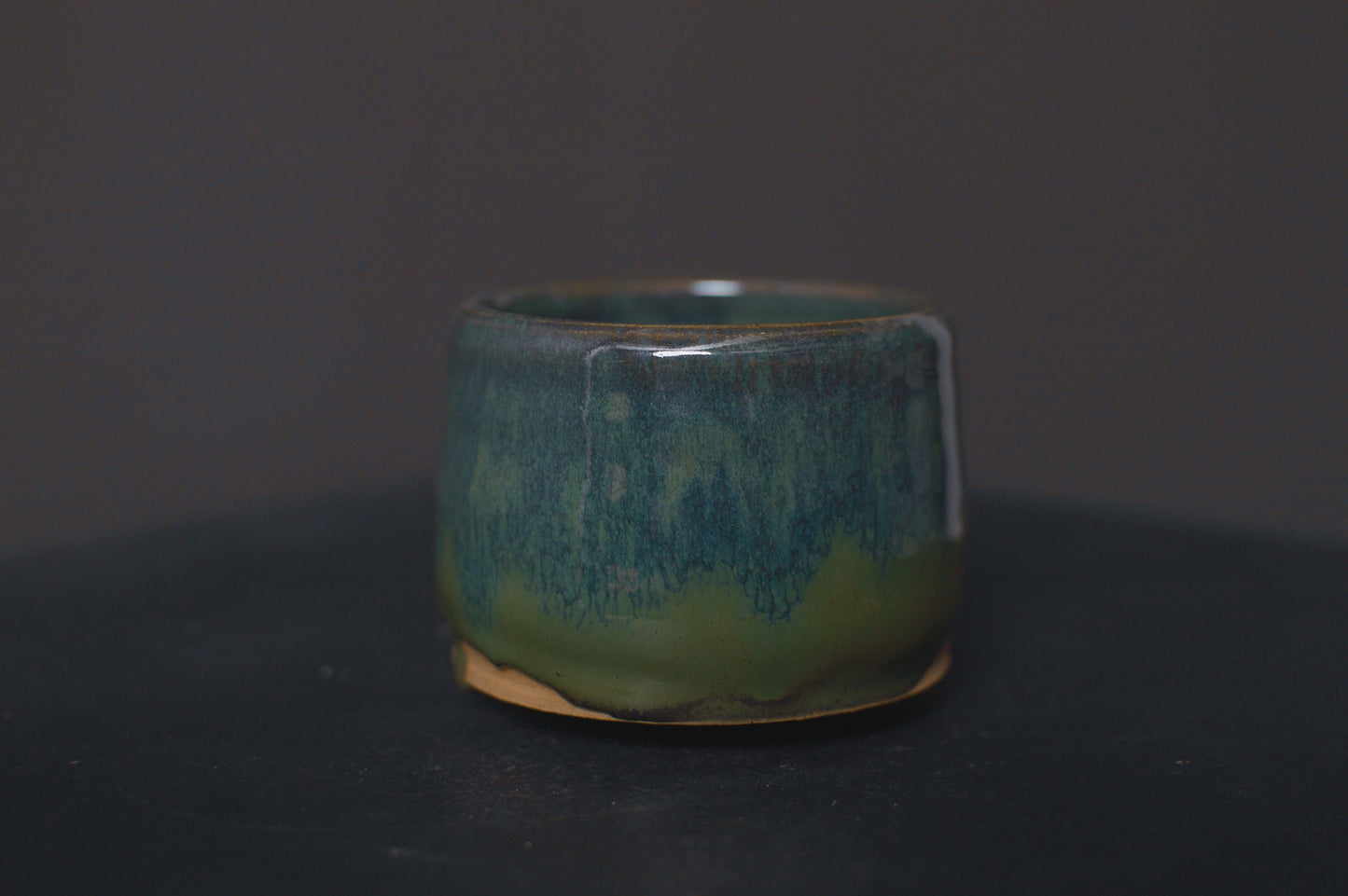 cup, green glaze, stoneware