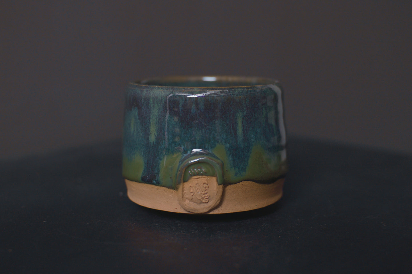 cup, green glaze, stoneware