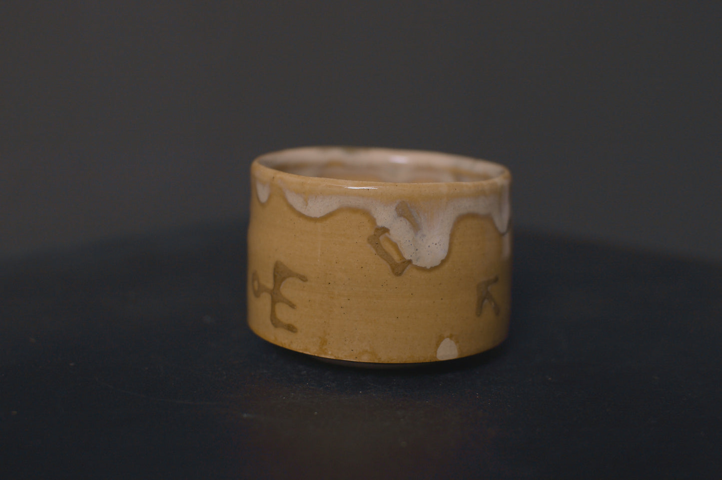 cup, birch glaze, adinkra symbols, stoneware