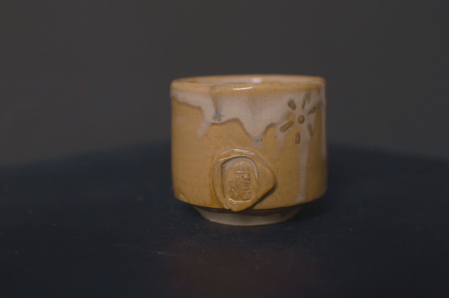 cup, birch glaze, adinkra symbols, stoneware